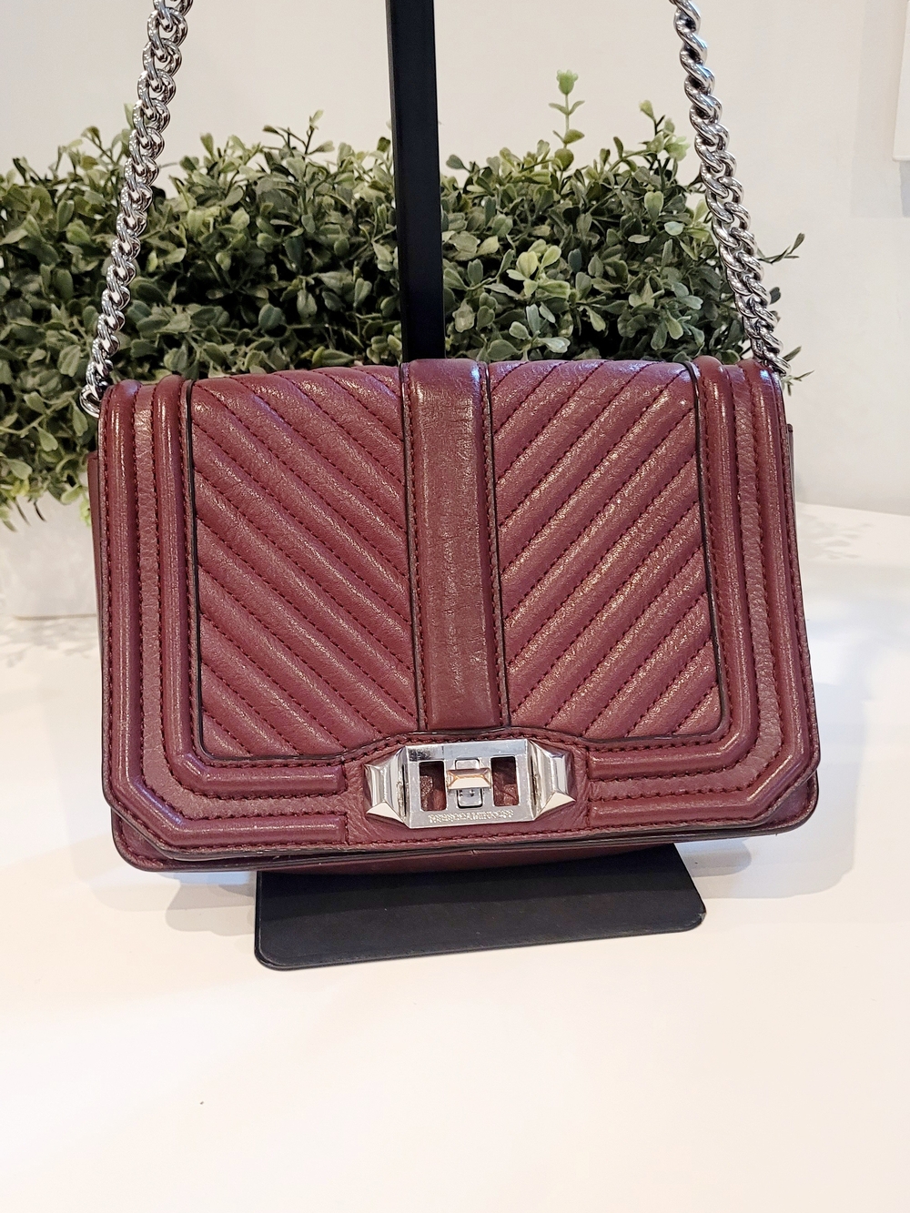 Rebecca Minkoff Love Chevron Crossbody in Bordeaux
